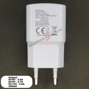 Infinix 100% Fast Usb Charger 2 Pin / 20 Watt – Compatible Infinix Hot/Note/Smart/Zero/S/Pro/plus & Lite Series Mobile Phones